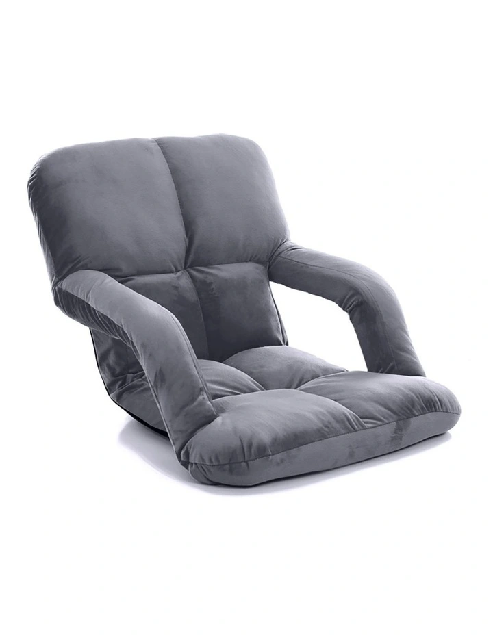 Foldable Lounge Cushion Adjustable Sofa in Grey