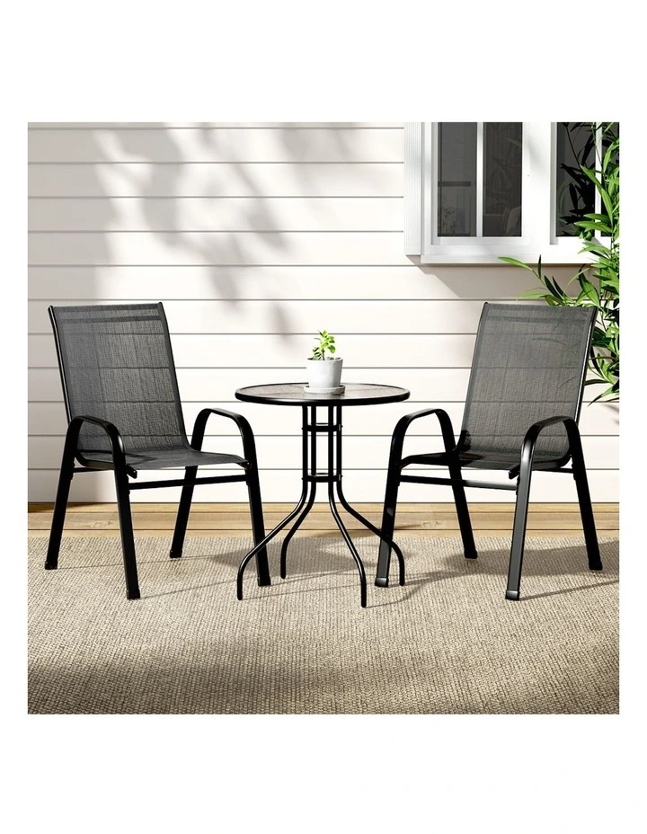 Outdoor Furniture 3 Piece Table and chairs in Black