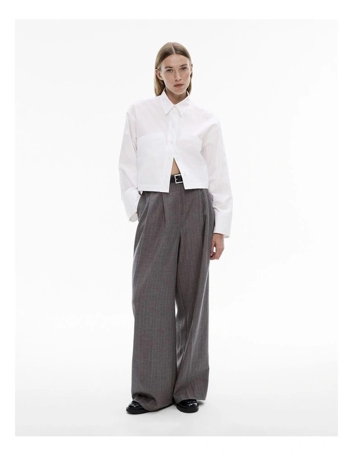 Cropped Pocket Detail Shirt in Pure White