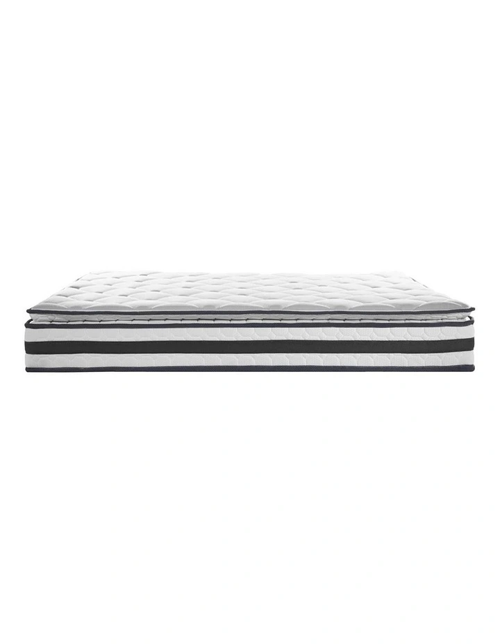 King Single Pillow Top Foam Mattress 21cm in White/Black