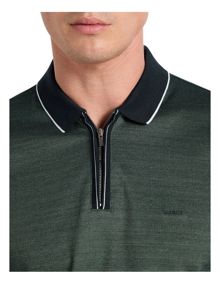 Declan Mercerised Zip Polo Shirt in Jade
