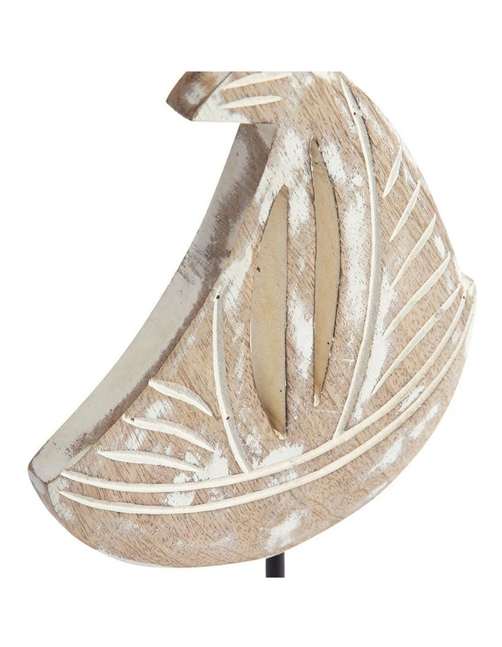 Tabletop Sailboat Wooden Ornament Large in Natural