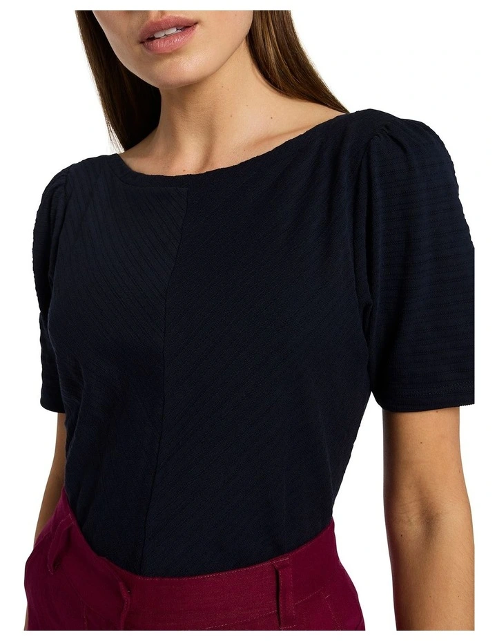 Maia Textured Tee in Navy