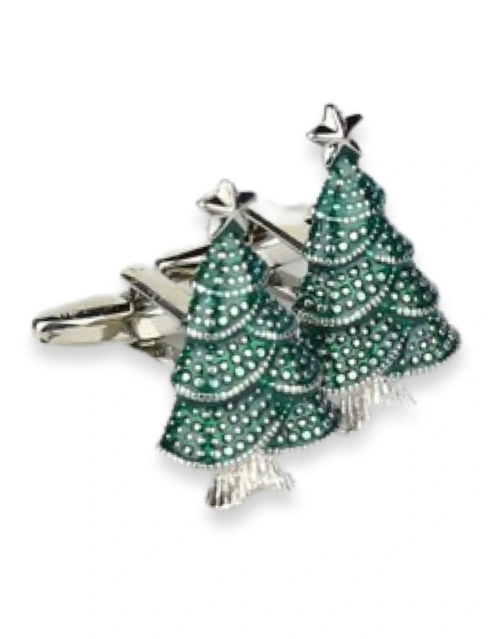 Xmas Tree Cufflink in Silver