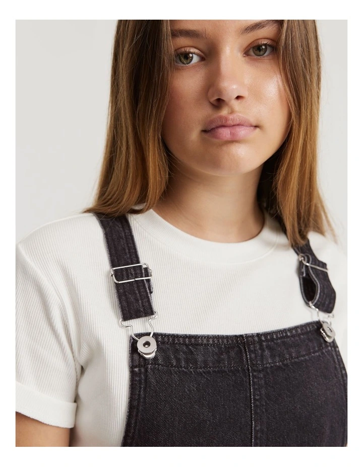 Teen Denim Overall Jeans in Washed Black