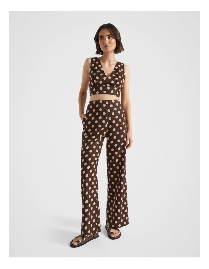 Linen Spot Pant in Deep Raisin