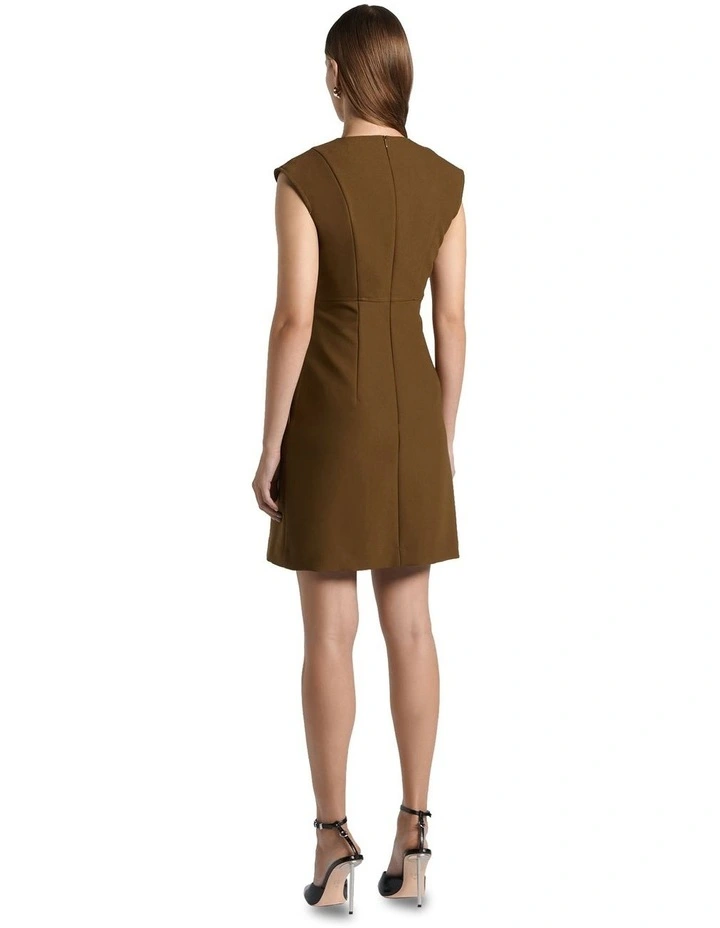 Zip Detail Mini Dress in Brown