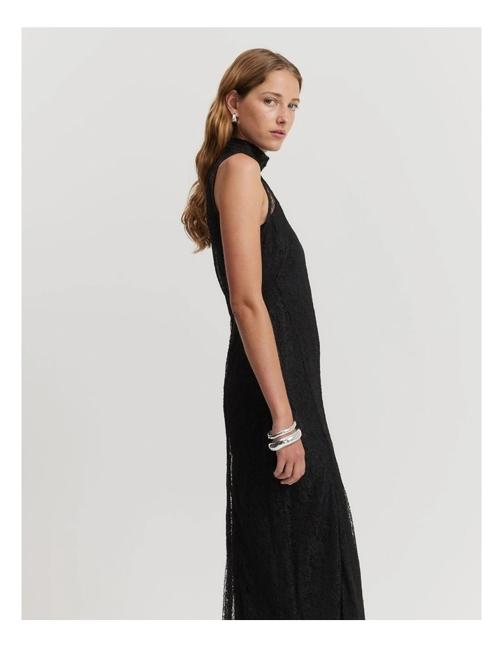 Lace Midi Dress in Black
