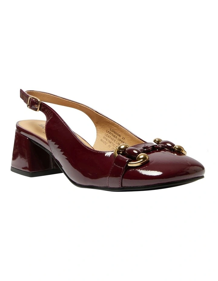 London Heeled Shoes in Wine Patent Leather