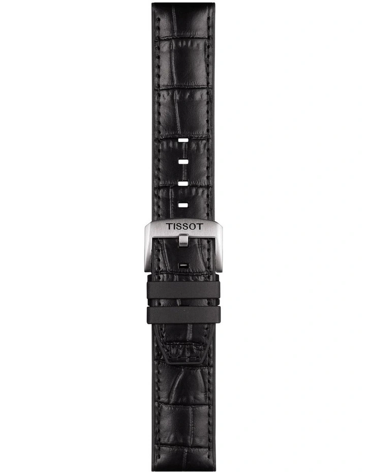Official Leather And Rubber 22mm Watch Strap in Black