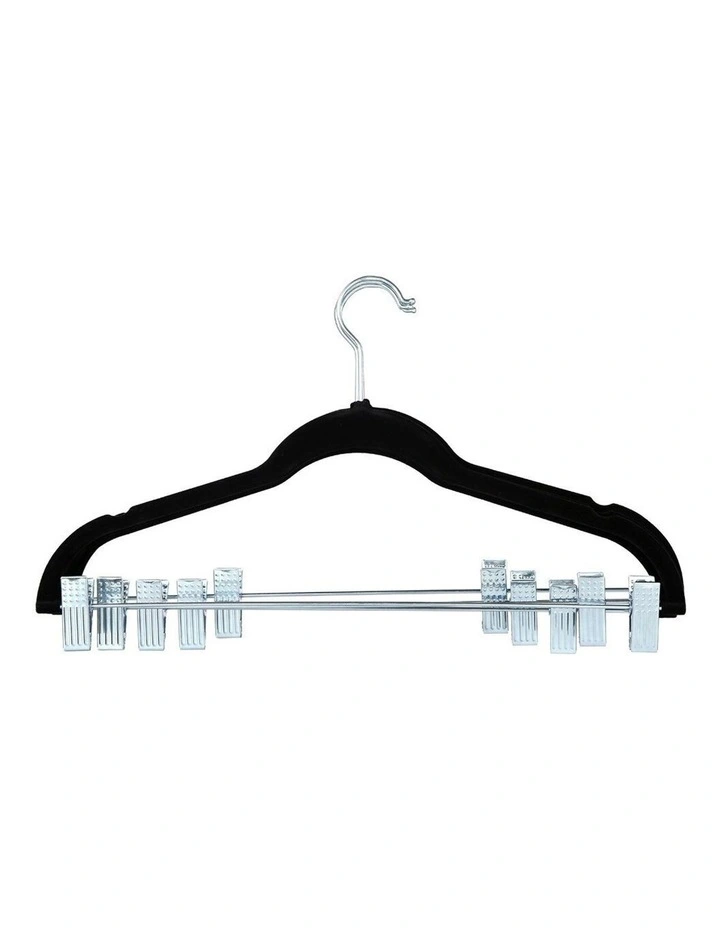 5pc Velvet Clothes/Pants/Trousers Hanging Hanger w/ Chrome Bar/Clips