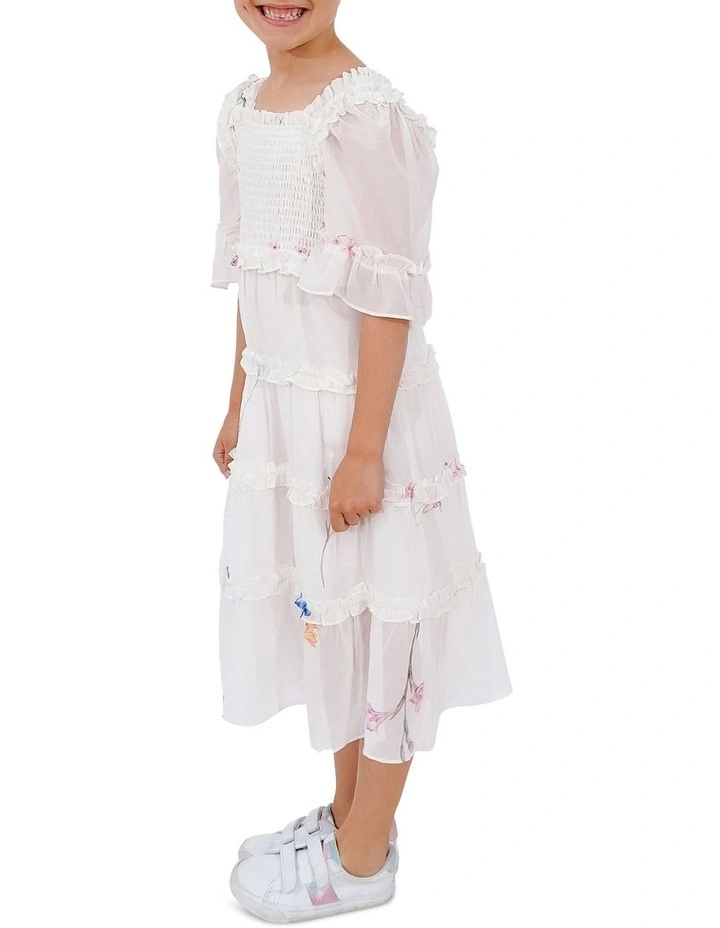 La Fille Tiered Dress in White