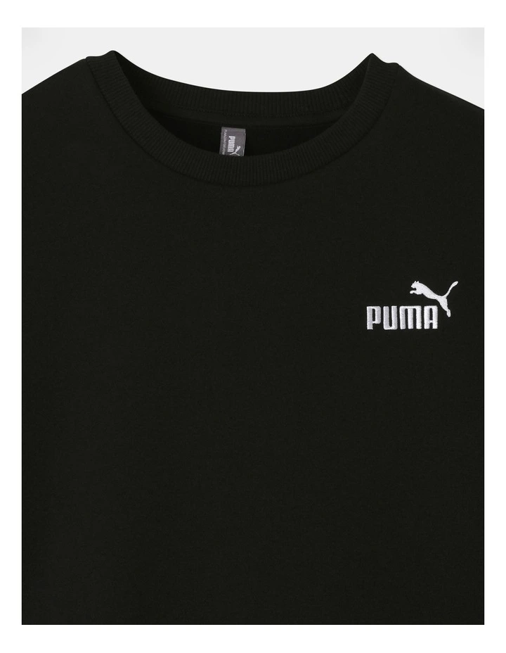 Ess Embroidery Logo Crew Sweatshirt in Puma Black