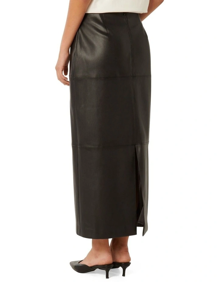 Billie Vegan Leather Maxi Skirt in Black