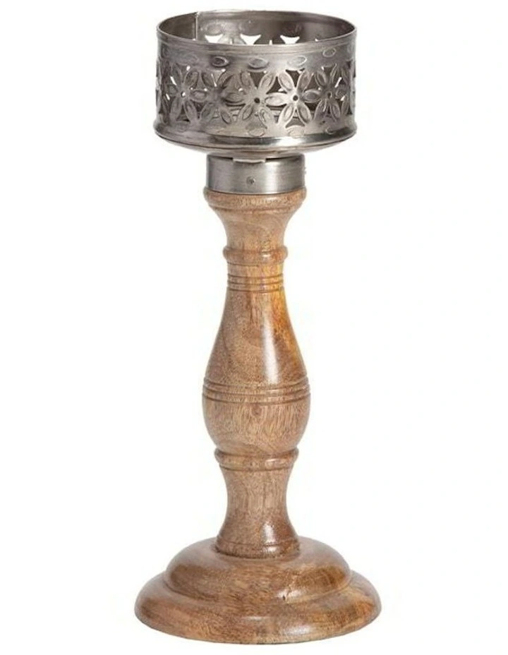 Handcrafted Bloom Pillar Candleholder 26cm in Multi
