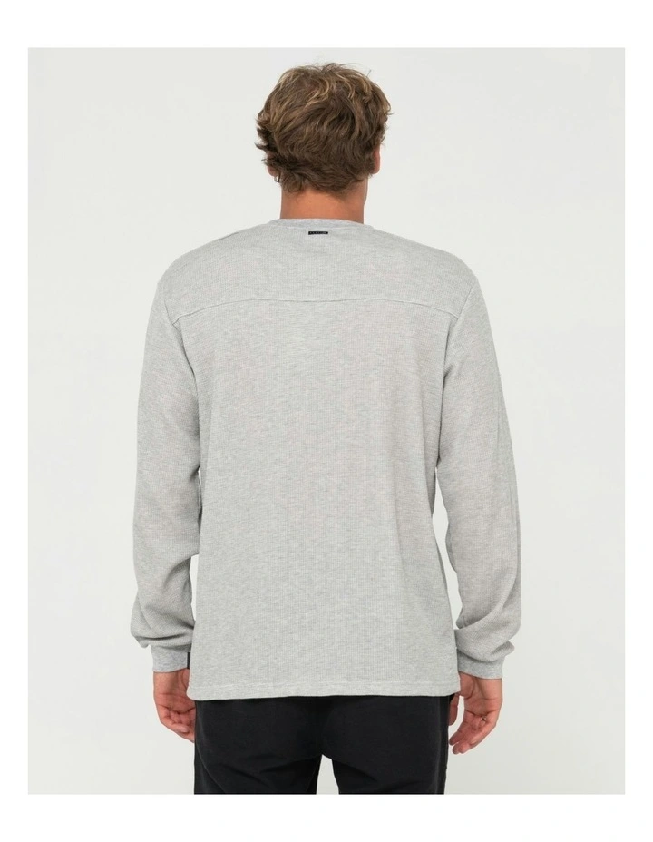 Boxed Out Waffle Long Sleeve Tee in Grey