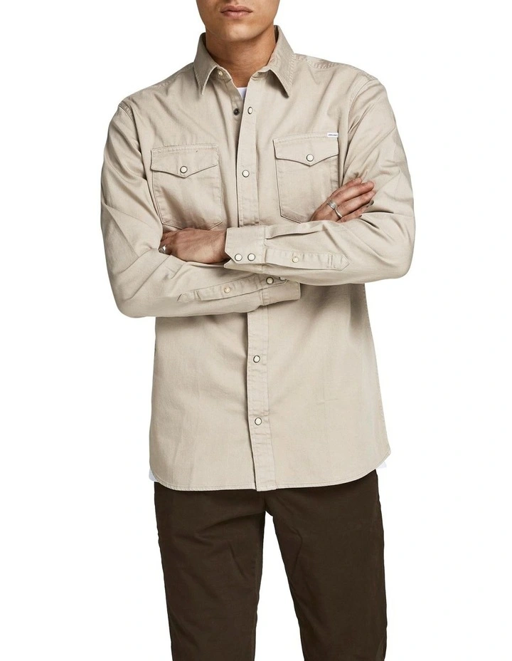 Sheridan Long Sleeve Denim Shirt in Crockery Cream