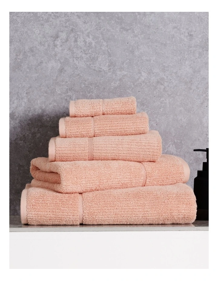 Combed Cotton Ribbed Towel Range in Dusty Pink