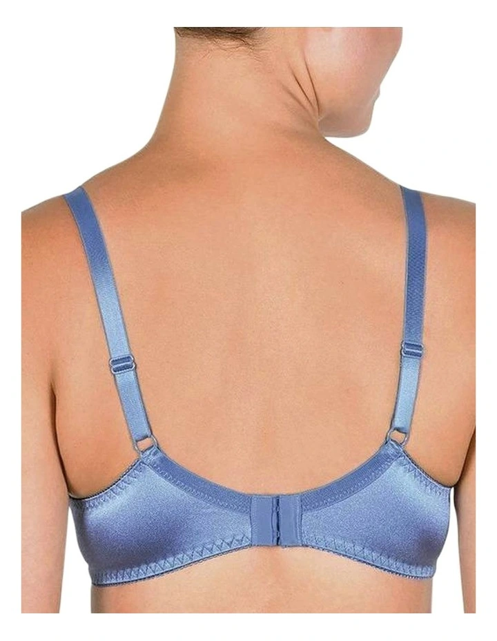 Embroidered Underwire Balconette Bra in Denim