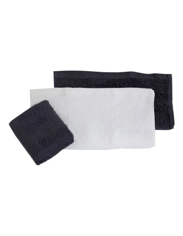 Nordic Wash Cloths 3 Pack in Charcoal/White