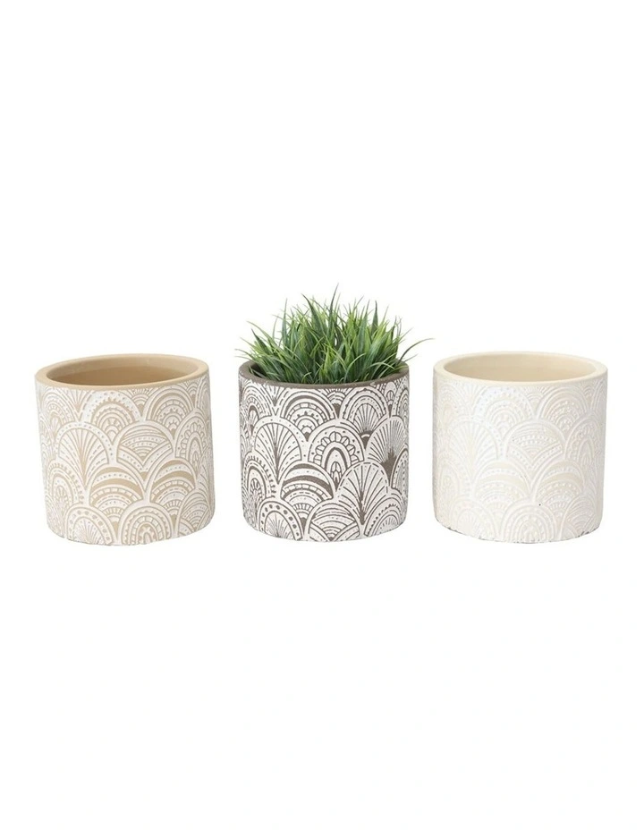 Fan Flower Pot Planter Set of 3 in Multi