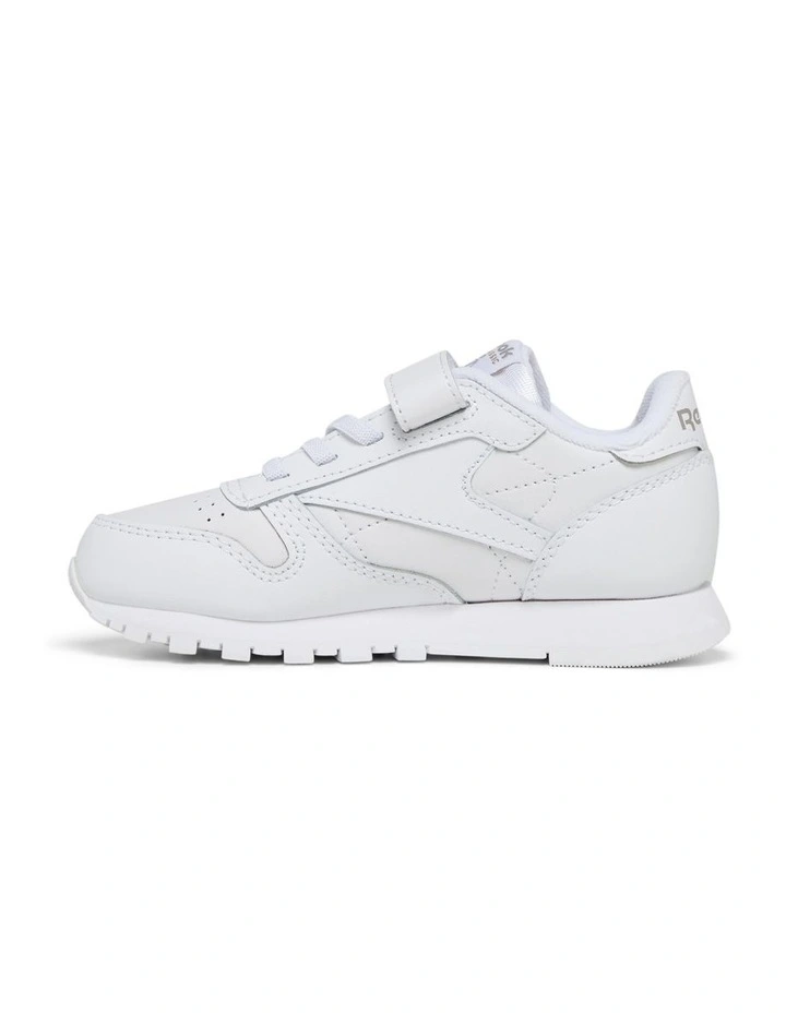 Classic Leather 1V Pre-School Sneakers in White/Carbon/Vector