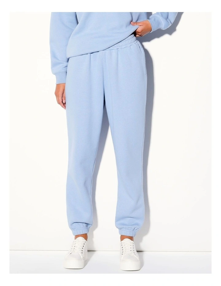 Elastic Cuff Relaxed Trackpant in Light Blue