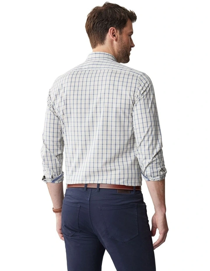 Easy Care Check Long Sleeve Shirt in Grey Melange