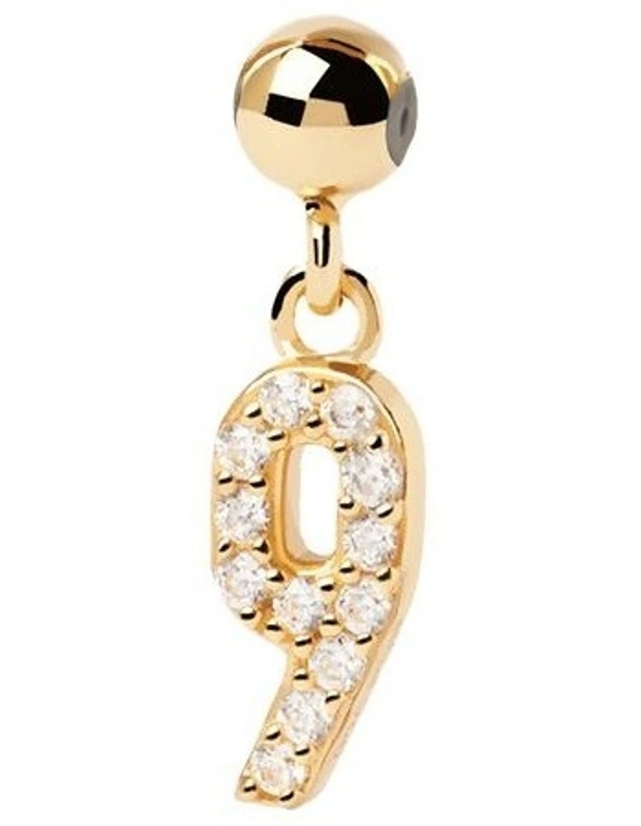 Number 9 Charm in Gold