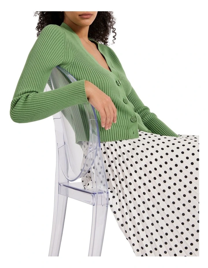 Everytime Rib Knit Cardigan in Olive