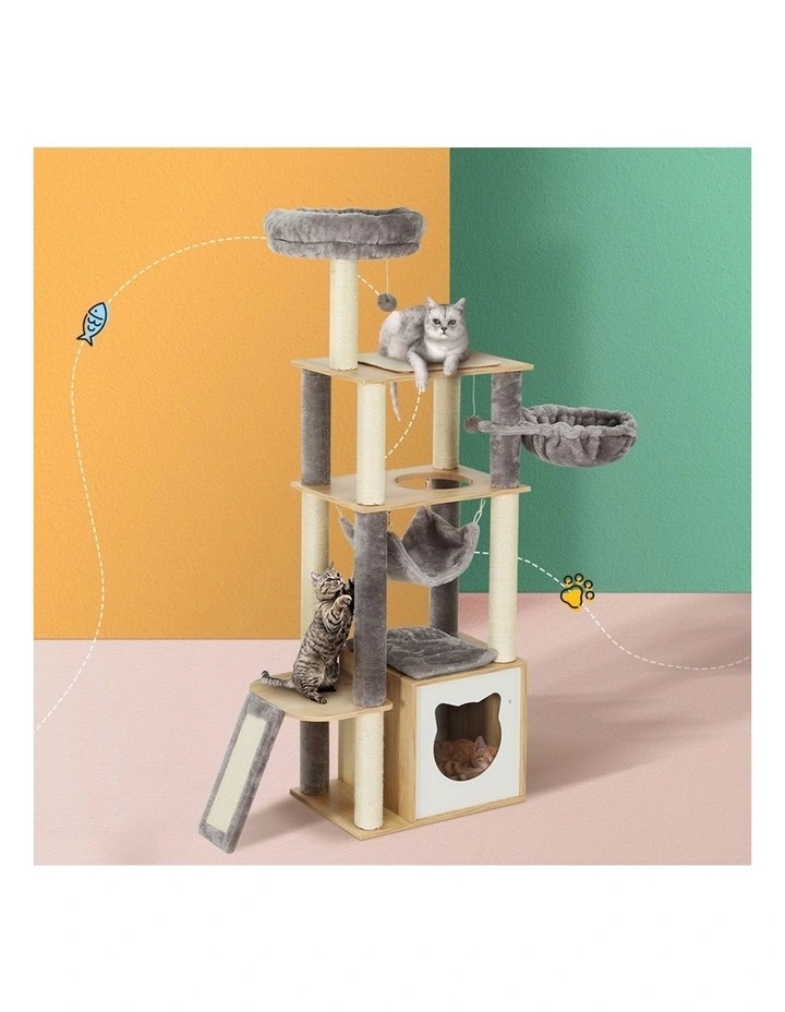 Cat Tree 152cm in Beige/Grey