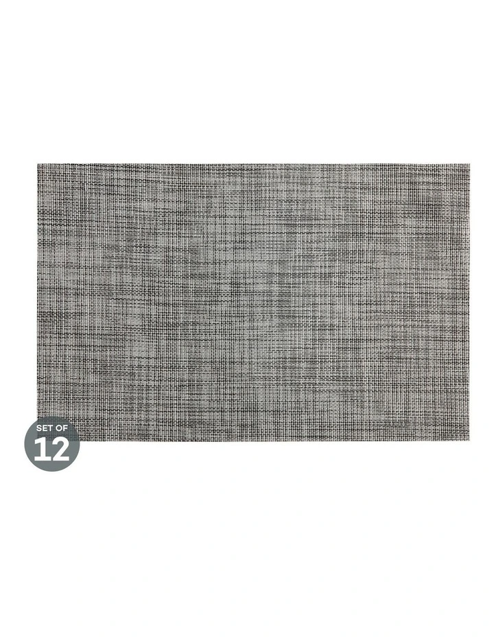 Placemat Crosshatch Set of 12 in Grey