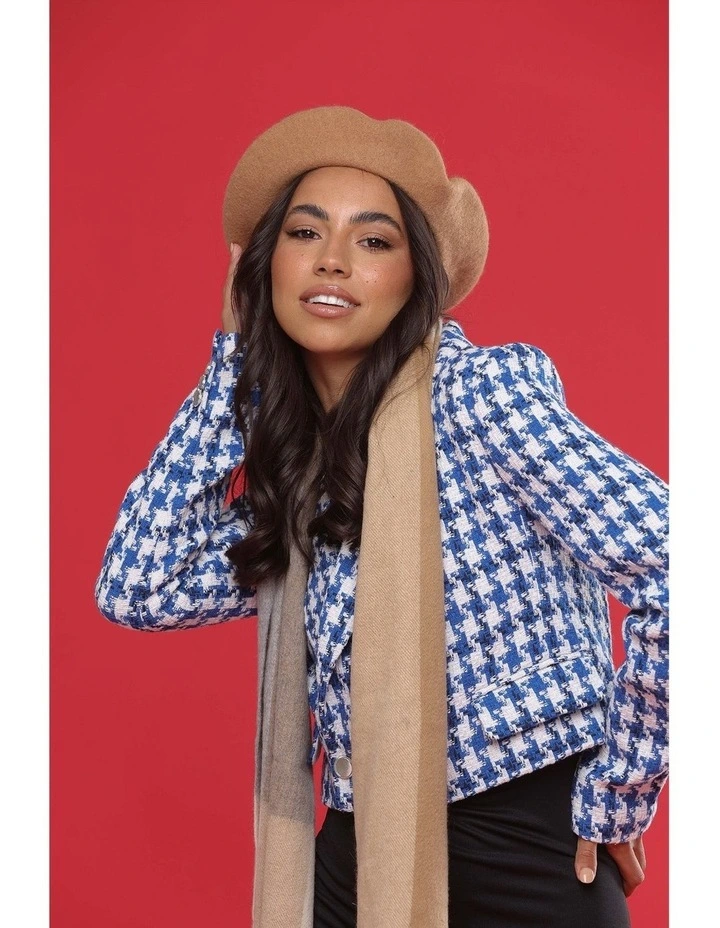 Lisa Wool Blend Beret in Brown