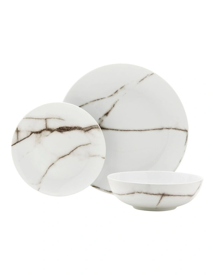 Marble 12 Piece Dinner Set in White