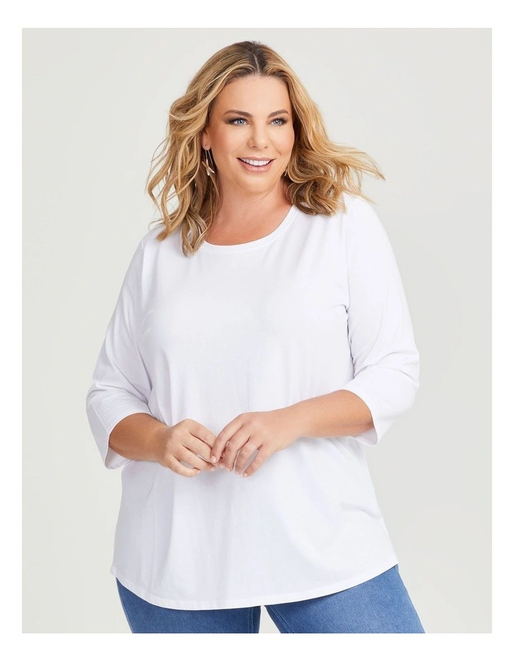 Australian Cotton 3/4 Sleeves Tee in White