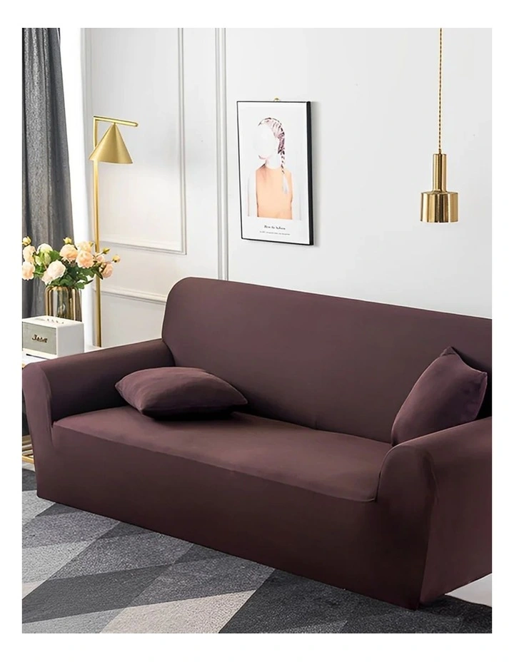 High Stretch Sofa Cover Couch Lounge Protector Slipcovers 2-Seater in Coffee
