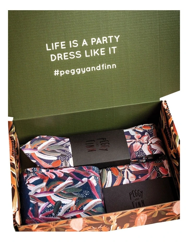 Protea Tie Gift Set in Navy