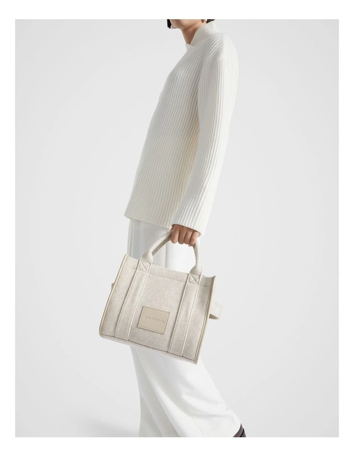 Felt Mini Tote Bag in Oat
