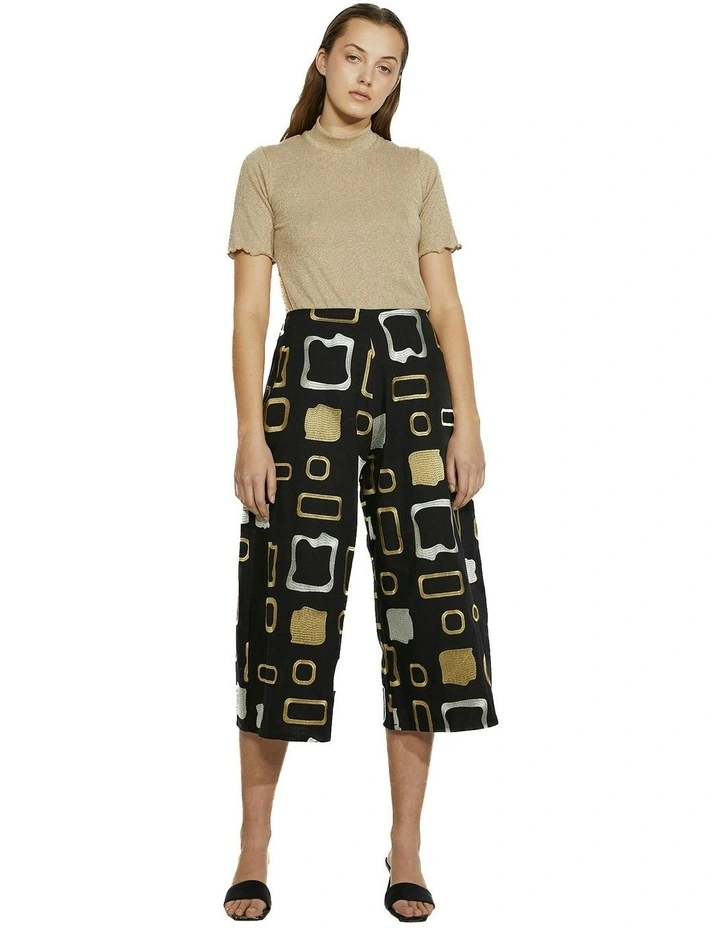 Heavy Metal Wide Leg Pants in Black/Metallic