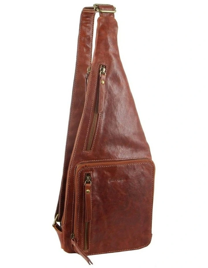 Rustic Leather Sling Bag in Chestnut