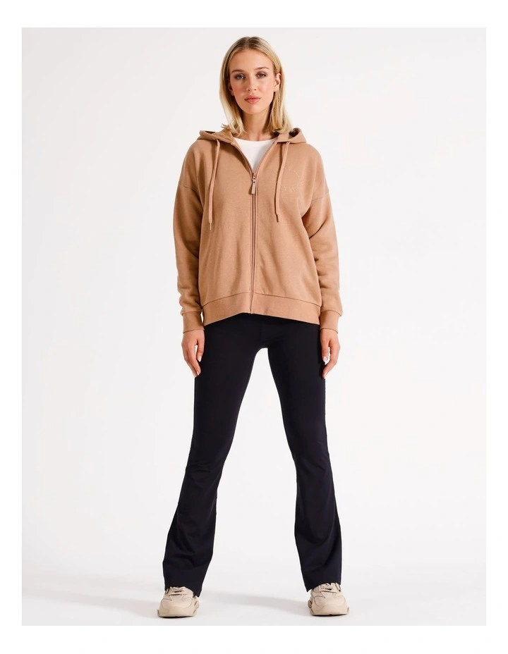 Core Zip Through Hoodie in Tan