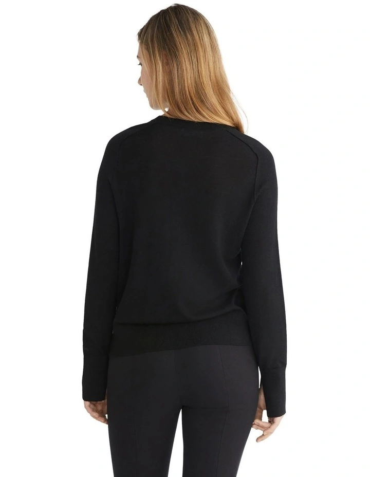 Extra Fine Wool Crew Knit in Black
