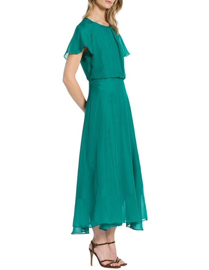 Brooke Silk Dress in Teal