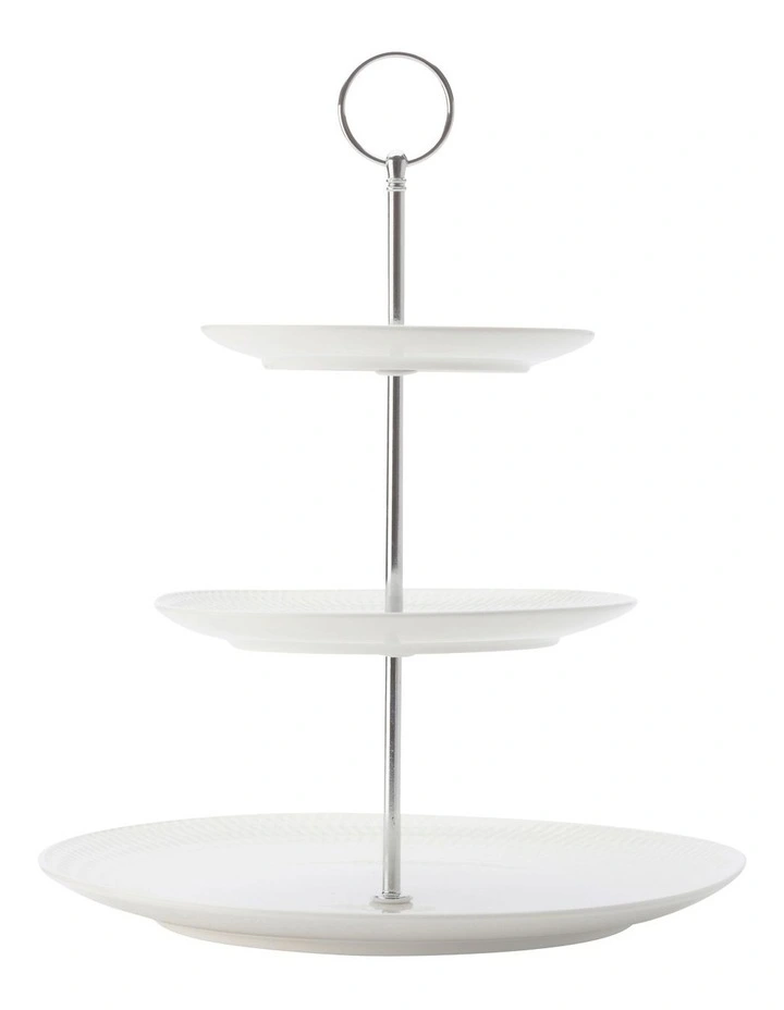 Basics Diamonds 3-Tier Gift Boxed Cake Stand in White