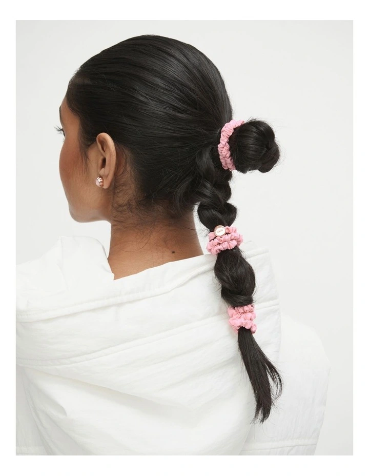 Mim-twist Hair Scrunchie Set in Cosmetic Pink