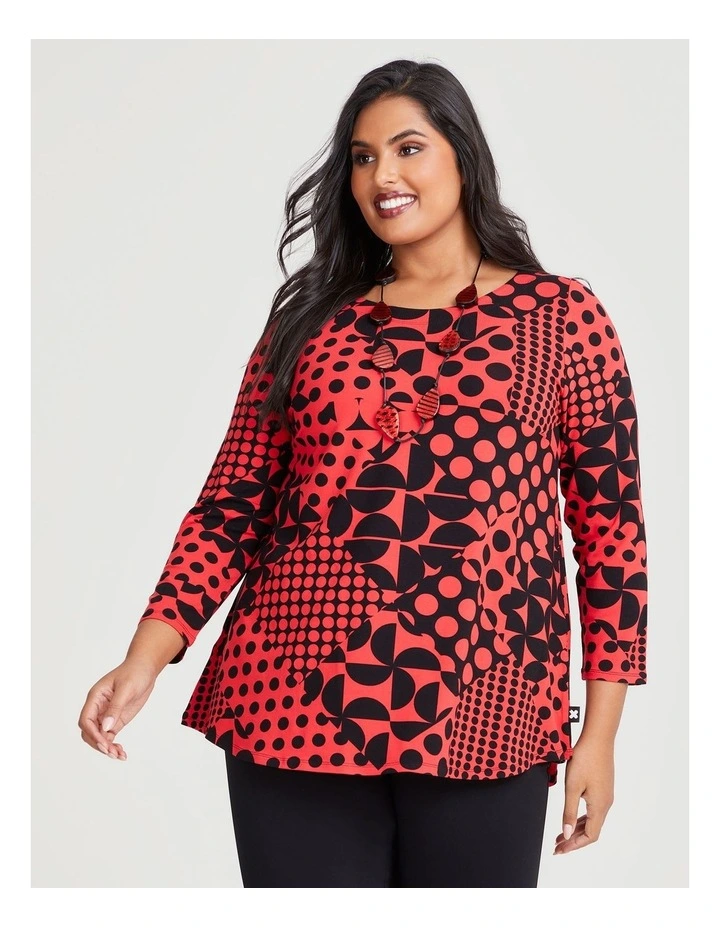 Natural Scarlet Top in Red/Black