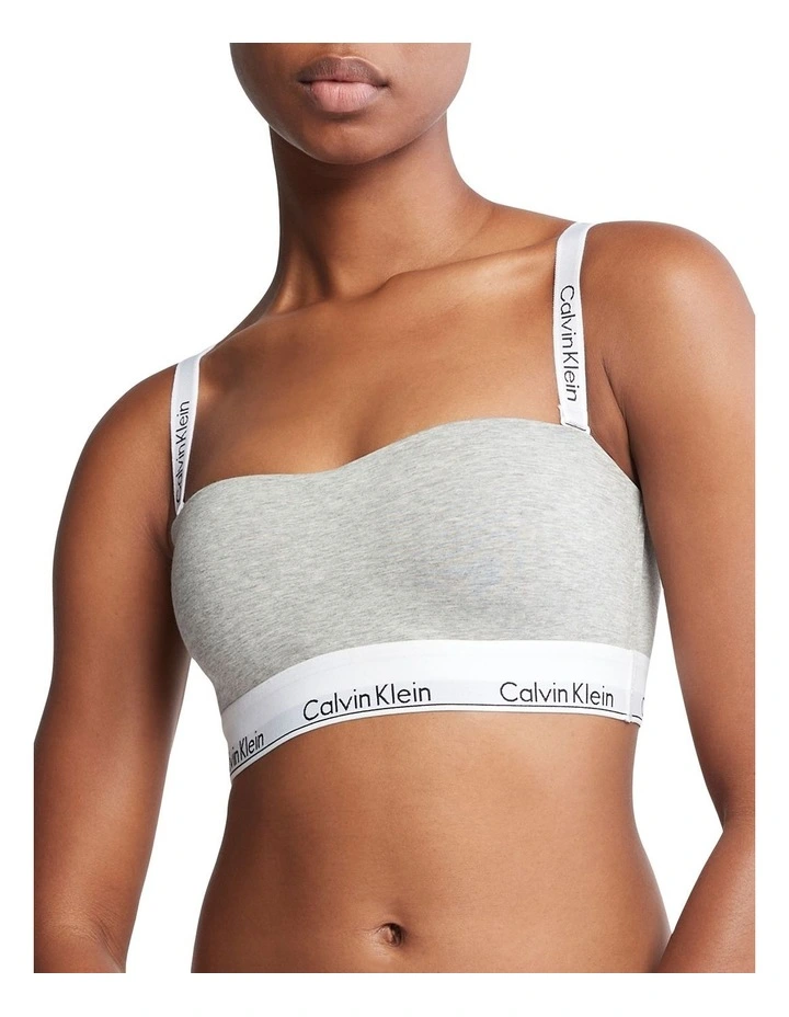 Modern Cotton Lightly Lined Bandeau in Grey