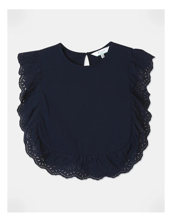 Top with Broderie Trim in Navy
