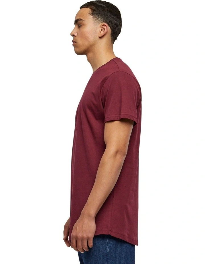 Mens Shaped Long Tee in Port