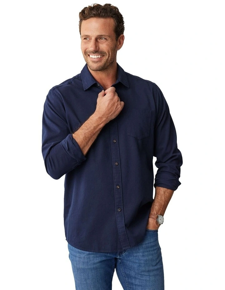 Casual Bedford Long Sleeve Shirt in Midnight